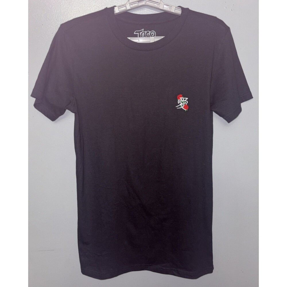 Taco Tuesday Embroidered Graphic Skeleton With 2 Roses Blk T-shirt. Size Med